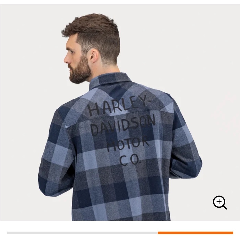 HARLEY DAVIDSON-Men's Shed Font Two Pocket Plaid Flannel